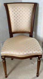 Custom Upholstered Gold-tone Wooden Accent Chair