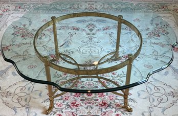 Solid Brass Beveled Glass-top Coffee Table