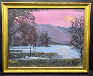 Artist Signed Oil On Canvas Framed - River Sunset