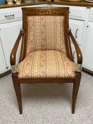 Custom Upholstered Neoclassical Style Wooden Lacquered Accent Arm Chair