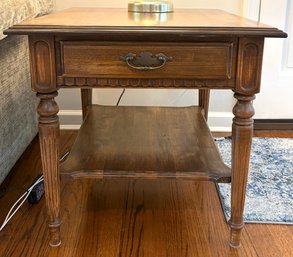 Ethan Allen Classic Manor Solid Maple Wooden End Table With Drawer