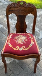 Vintage Tiger Oak Wooden Needlepoint Chair