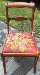 Vintage Tiger Oak Wooden Needlepoint Chair