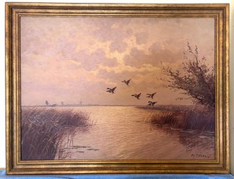 Fritz Martens Signed Oil On Canvas Framed - Mallards
