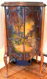Antique 1899 Vernis Martin Style Hand Painted Wooden Sheet Music Cabinet
