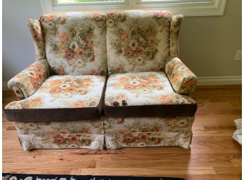 Vintage Floral Upholstered Two Seat Settee