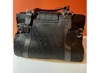 DKNY  Donna Karan Black Logo Canvas Large Shoulder Bag