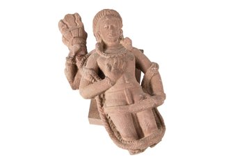 Old Antique Indian Red Sandstone Hindu Deity Architectural Relief Fragment