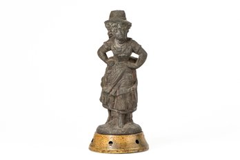 Antique Cast Metal Figural Woman Decorative Mount / Finial