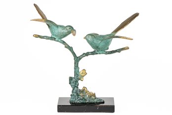 Georges Lavroff (1895 - 1991) Bronze Birds On Branch Sculpture, France