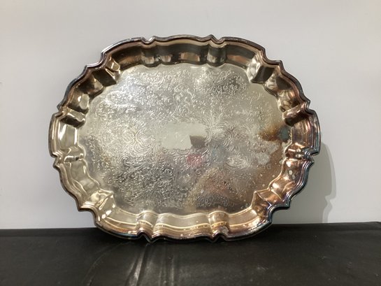 Vintage Silver Plated Tray Embossed Oval