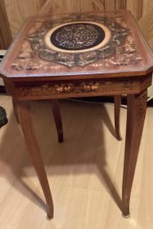 VTG Italian Marquetry Musical Side Table With Key