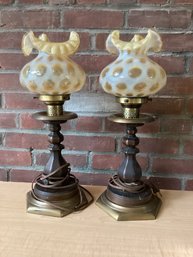 Fenton Coin Dot Glass Lamp Shade Honeysuckle Yellow Parlor Lamp Shades Wood Lamps