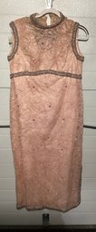 Vintage Pink Ankle Length Dress With Bead Work Small Size