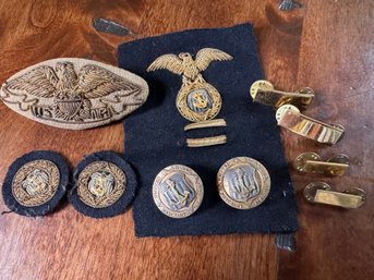 Collection Of Vintage United States Merchant Marine Insignia And Uniform Components