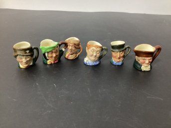 6 Vintage Miniature Royal Doulton Character Toby Mugs
