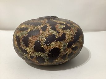 Debra Oliva Studio Art Pottery Lichen 1 Black Stoneware Vase