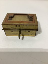 Antique 1800s Small Metal Bankers Cash Box