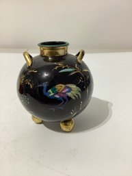 Small Pot Vase With  Herons In Different Colors And Positions