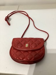 Vintage Red Quilted Leather Judith Leiber Crossbody Bag