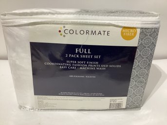 Colormate Microfiber Full 2-Pack Sheet Set In The Medallion Grey Pattern