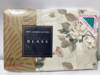 Vintage Bill Blass For Springmaid StayMade 100% Combed Cotton Full Size Fitted Sheet