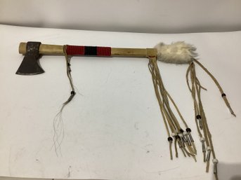 Vintage Native American Beaded & Hide Tomahawk