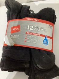 Hanes Men's 12-Pack Ultimate Soft & Durable Crew Socks In Black Size 9 - 12