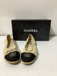 Chanel Espadrilles In White, Size 38