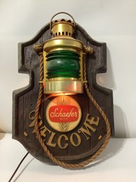 Vintage Schaefer Beer Nautical Lantern Welcome Sign