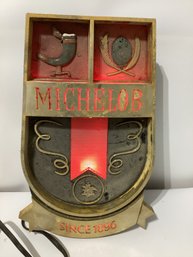 Vintage Michelob Beer Light-up Sign With A Medieval Or Coat-of-arms Design