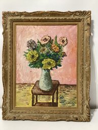 Attributed Sylvain Vigny O/C Still Life Flowers On Table