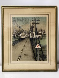 After Bernard Buffet Lithograph La Route, Town , C. 1960s
