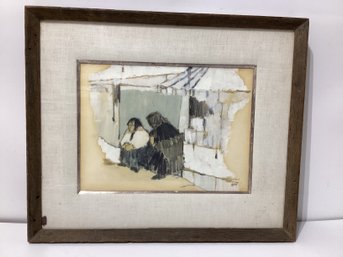 Bailey Signed Ink & Gouache Titled Spanish Women