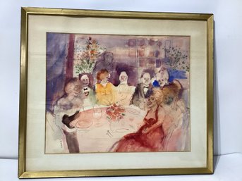 Marcia Marx W/C Dinner At Sardi's, C.1950s, Henri Bendel Signed Lower Left