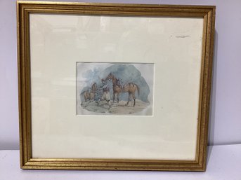 Henry Alken W/C Orientalist Scene Men & Horses, 1832 Signed And Dated Lower Right Noted On Verso