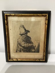 After Adrian Van Ostade Engraving Hurdy Gurdy Man