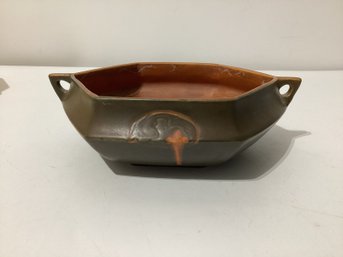 Roseville Rosecraft Hexagon Brown 1925 Arts And Crafts Pottery Bowl