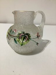 Victorian Begonia Enameled Overshot Pitcher