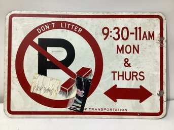 Vintage New York City Alternate-side Parking Sign Used To Regulate Street Cleaning