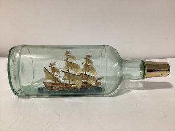 Vintage Folk Art Full Rigged Ship In A Bottle