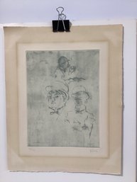 Jack Levine, IX From Dreigroschenfilm, Soft Ground Etching, Signed And Numbered 22/100