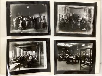 4 Photos Of Vintage Scenes - Dress Making 1890's, 1897 High School Class, Physical Lecture Rm, See Below