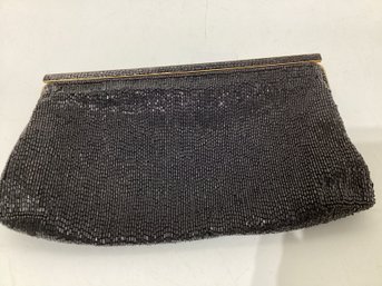 Vintage Black Beaded Clutch Purse Made In Belgium For Bonwit Teller