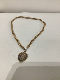 Vintage Heraldic Shield Pendant Necklace