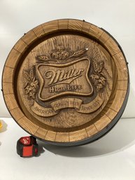 Vintage Miller High Life Beer Barrel Wall Sign, Made Of Plastic