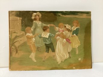Painting Of Several Children In Victorian Clothing Playing On Paper