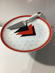 Vintage Saltera Himark Postmodern Dessert Set In The Graphix Pattern From 1985.