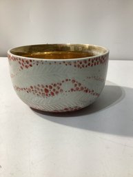 A Distinct Red Dot Pattern And Foliage Motif Pottery Bowl By  Artist Waylande Gregory