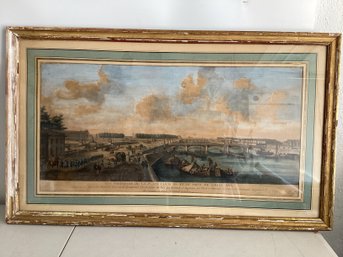 Hand-colored Engraving Depicting The Place Louis XV And The Pont De Louis XVI